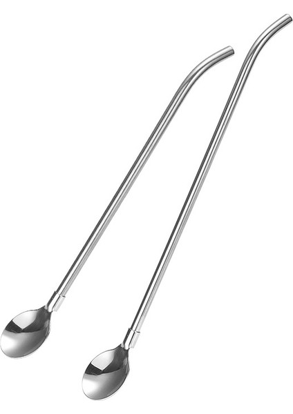 Taşınabilir Paslanmaz Çelik Pipet Kaşık Iki Parçalı Set (Yurt Dışından)