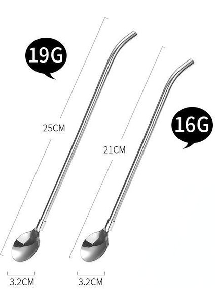 Taşınabilir Paslanmaz Çelik Pipet Kaşık Iki Parçalı Set (Yurt Dışından)