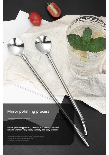Taşınabilir Paslanmaz Çelik Pipet Kaşık Iki Parçalı Set (Yurt Dışından)