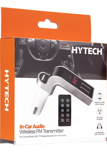 HY-XCB75 5V 2.1A LED Ekran Usb+Tf Desteği Gri Bluetooth Fm Transmitter