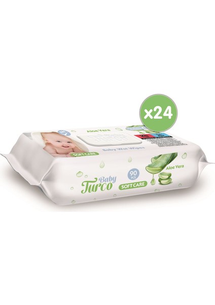 Baby Turco Softcare Aloe Vera Islak Bebek Havlusu 24 ADET (24 x 90 = 2160 Yaprak)