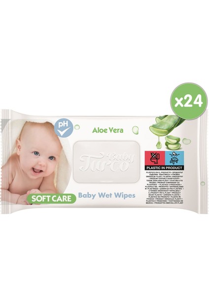 Baby Turco Softcare Aloe Vera Islak Bebek Havlusu 24 ADET (24 x 90 = 2160 Yaprak)