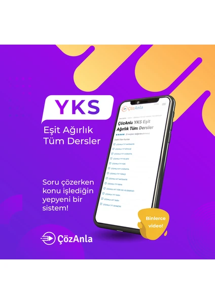 Çözanla TYT AYT Eşit Ağırlık Tüm Dersler