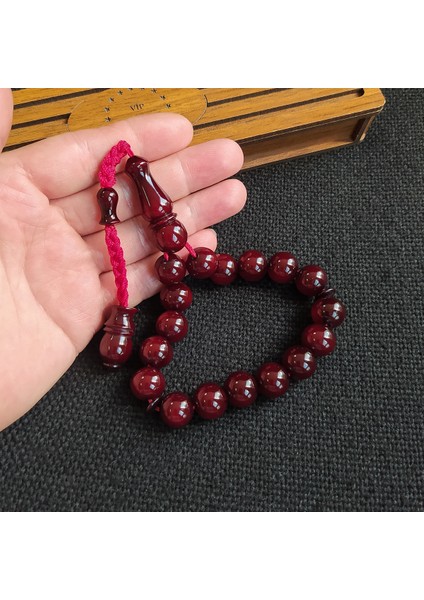 Koleksiyonluk 13 mm Bilekboy Vişne Katalin Tesbih Ebu Sırr Usta Işçilikli Efe Maskot Kanayan Baga