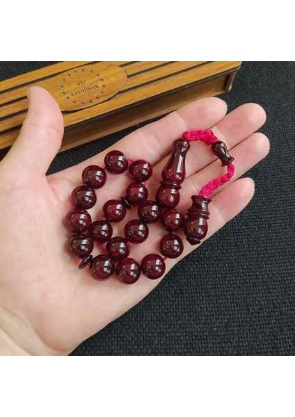 Koleksiyonluk 13 mm Bilekboy Vişne Katalin Tesbih Ebu Sırr Usta Işçilikli Efe Maskot Kanayan Baga