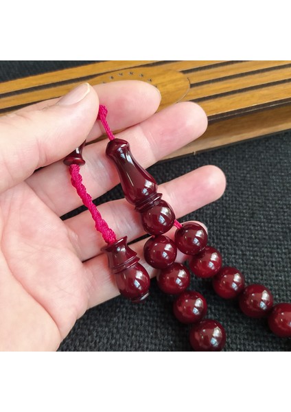 Koleksiyonluk 13 mm Bilekboy Vişne Katalin Tesbih Ebu Sırr Usta Işçilikli Efe Maskot Kanayan Baga