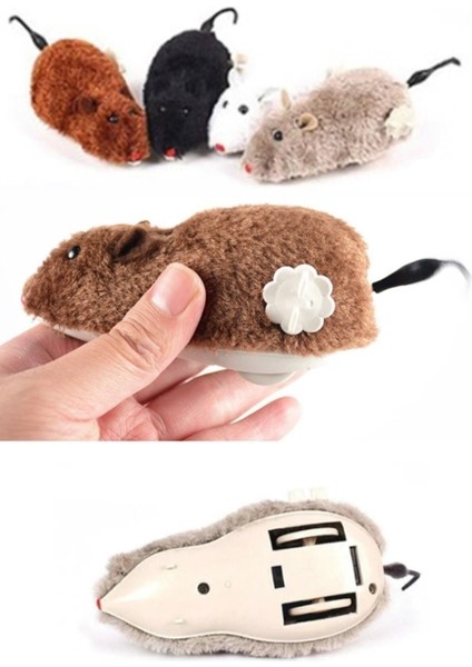 Kedi Oyuncağı Kurmalı Fare Pelüş Oyuncak 14 cm