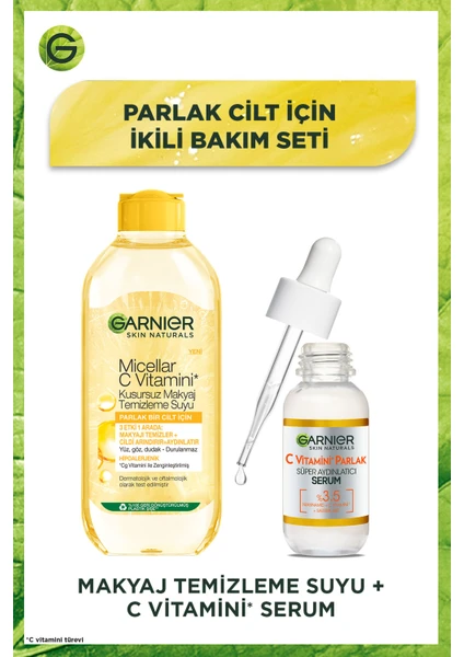 Parlak Cilt Için Makyaj Temizleme Suyu + C Vitamini Serum Seti