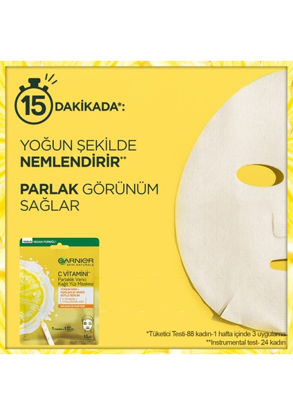 3'lü C Vitamini Parlaklık Verici Kağıt Yüz Maskesi Seti