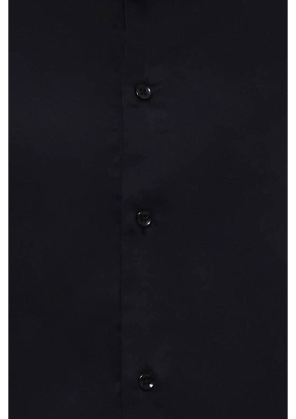 Pamuk Saten Slimfit Siyah Gömlek fiyatları