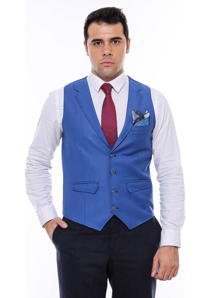 Mavi Yakalı Desensiz Erkek Yelek fiyatları