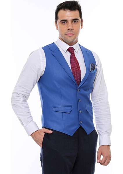 Mavi Yakalı Desensiz Erkek Yelek indirimleri