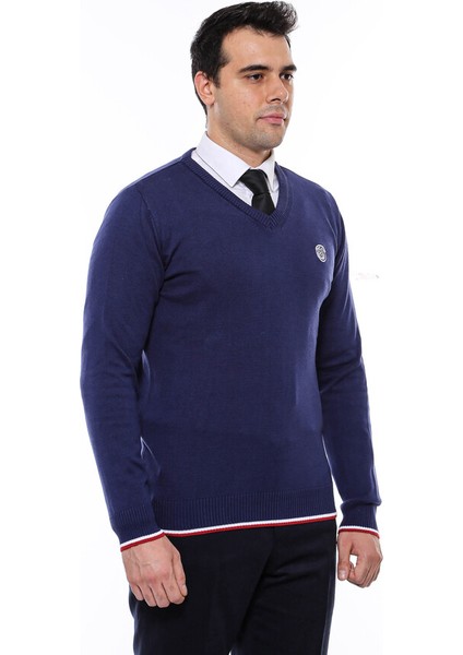 Lacivert V Yaka Slimfit Triko modelleri