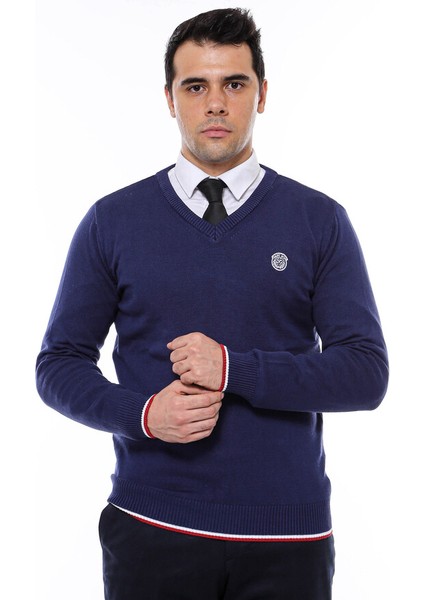 Lacivert V Yaka Slimfit Triko fırsatları