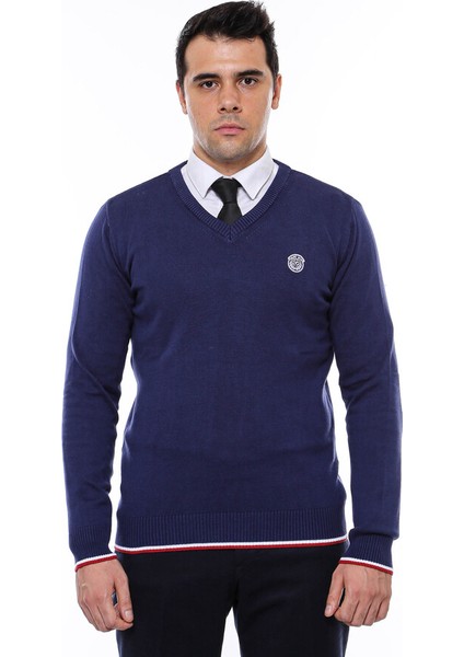 Lacivert V Yaka Slimfit Triko indirimleri