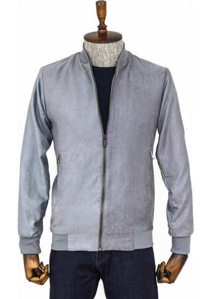 Gri Fermuarlı Bomber