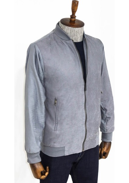 Gri Fermuarlı Bomber