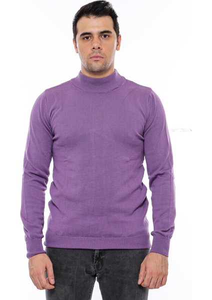 Yarım Balıkçı Yaka Mor Triko