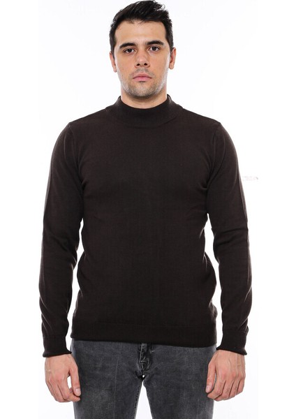 Yarım Balıkçı Yaka Kahverengi Triko