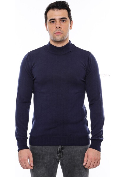 Yarım Balıkçı Yaka Lacivert Triko