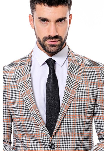 Füme Ekose Desenli Slim Fit Ceket fiyatları