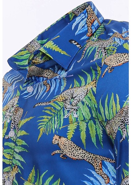 Mavi Desenli Slim Fit Uzun Kollu Gömlek fiyatları