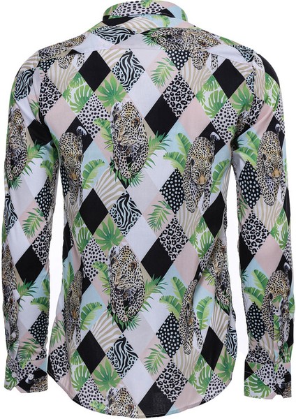 Desenli Slim Fit Uzun Kollu Gömlek fırsatları