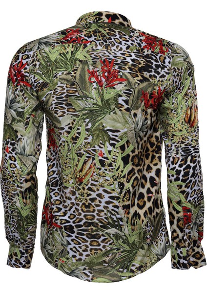 Çiçek Desenli Slim Fit Uzun Kollu Gömlek fırsatları