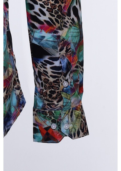 Çiçek Desenli Slim Fit Uzun Kollu Gömlek fırsatları