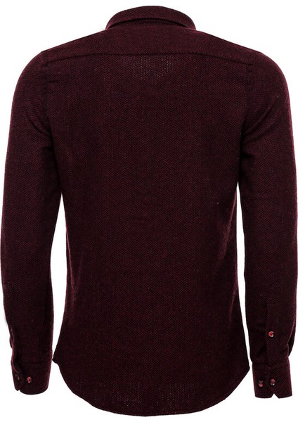 Koyu Bordo Desensiz Slimfit Oduncu Gömlek fırsatları