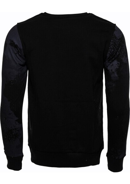 Siyah Taşlı Desenli Sweatshirt modelleri