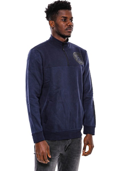 Lacivert Fermuarlı Baskılı Sweatshirt indirimleri