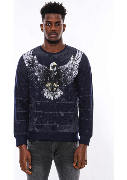 Lacivert Taşlı Desenli Sweatshirt fiyatları