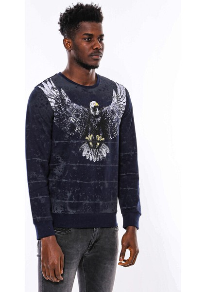 Lacivert Taşlı Desenli Sweatshirt modelleri