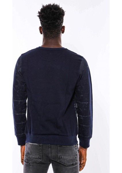 Lacivert Taşlı Desenli Sweatshirt indirimleri
