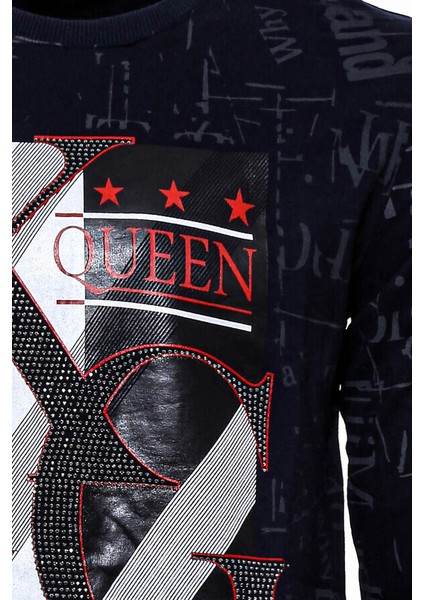 Lacivert Taşlı Desenli Sweatshirt fiyatları