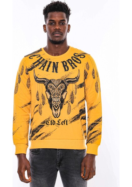 Hardal Baskılı Taşlı Bisiklet Yaka Sweatshirt fırsatları