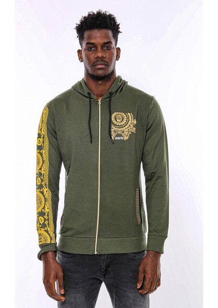 Yeşil Kapşonlu Baskılı Sweatshirt modelleri