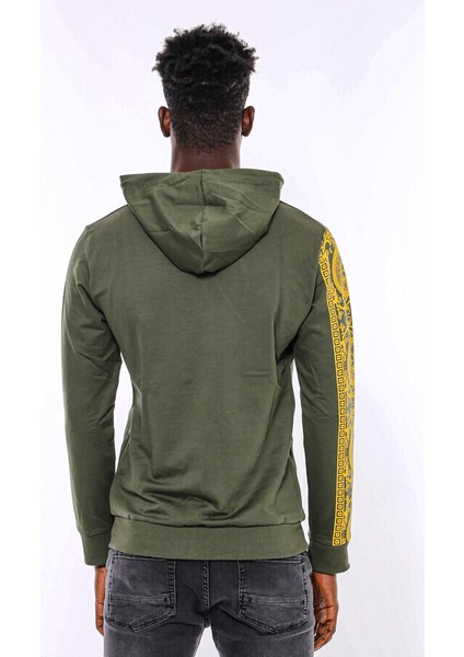 Yeşil Kapşonlu Baskılı Sweatshirt indirimleri
