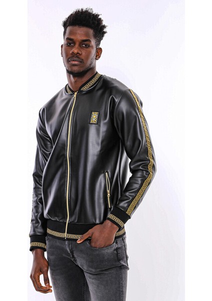 Siyah Deri Görünümlü Mevsimlik Mont modelleri