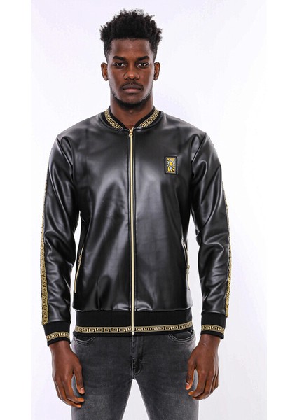 Siyah Deri Görünümlü Mevsimlik Mont indirimleri