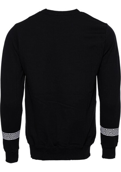 Siyah Taşlı Desenli Sweatshirt