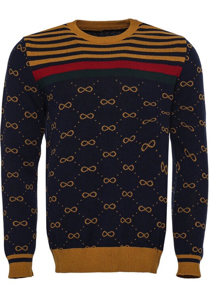 Camel Desenli Bisiklet Yaka Triko