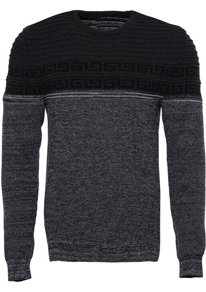 Antrasit Iki Renk Bisiklet Yaka Triko