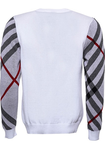 Beyaz Desenli Bisiklet Yaka Triko fiyatları