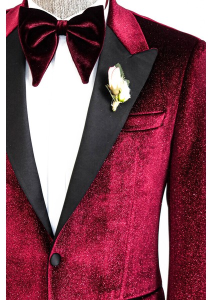 Bordo Simli Slimfit Damatlık Ceket fiyatları