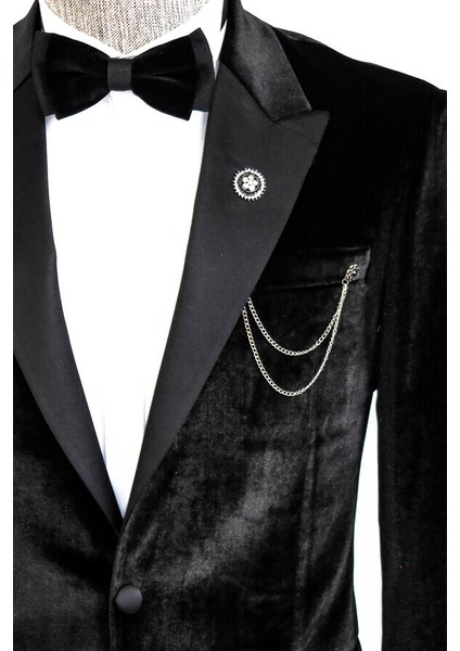 Siyah Slimfit Damatlık Ceket