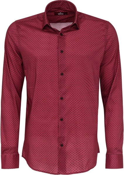 Bordo Desenli Slim Fit Gömlek fiyatları