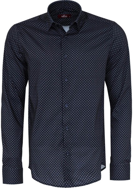 Lacivert Desenli Slim Fit Gömlek fiyatları