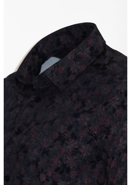 Çiçek Desenli Lacivert Slim Fit Gömlek fiyatları